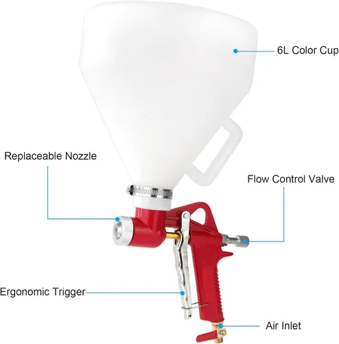Miniatura 8 de Pulverizador de paneles de yeso con textura, pistolas de pulverización Air Hopper con tolva de 1.5 galones, incluye 3 boquillas