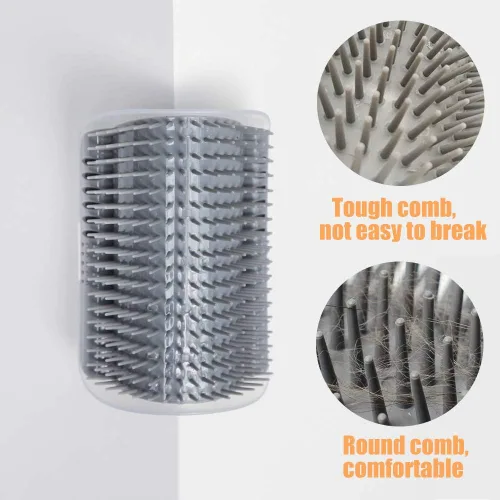 Miniatura 5 de Peine de masaje de esquina de pared para gatos, cepillo masajeador perfecto con hierba gatera (4 unidades, gris)