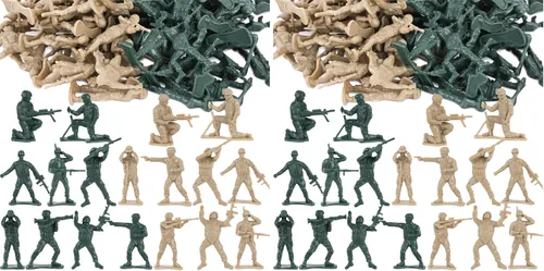 Miniatura 7 de LovesTown - 100 figuras del ejército para hombres, soldados de juguete para niños, de plástico verde y amarillo, juguete clásico, regalos de regreso