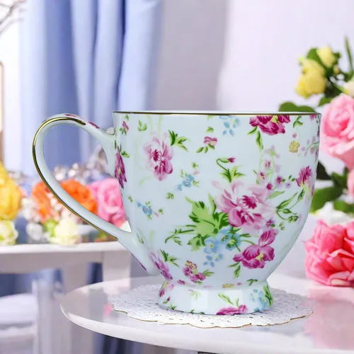 Miniatura 3 de Tazas de café lindas de 16 oz para mujer, tazas lindas de porcelana y hueso, tazas de café, tazas de té para mujeres Mon regalos de cumpleaños