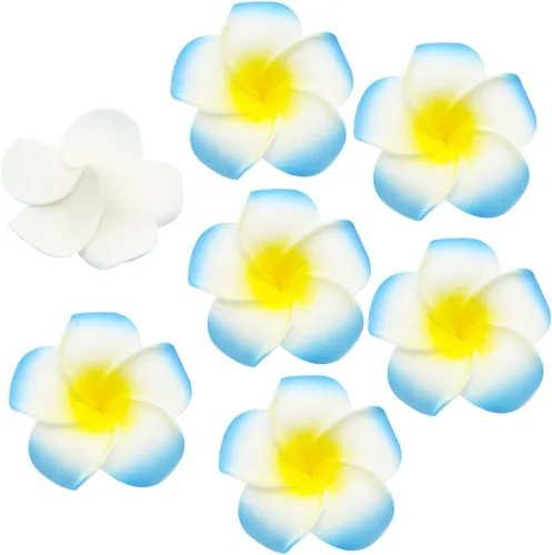 Miniatura 11 de 100 pétalos artificiales de plumeria rubra hawaiana de espuma de Frangipani de 1.6 pulgadas de diámetro, para decoración de bodas, fiestas (naranja)