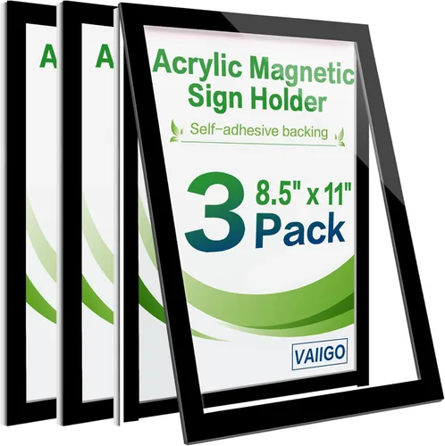 Miniatura 14 de 8.5" x 11" Soporte de Letrero Magnético Acrílico de Montaje en Pared, Marco de Visualización Magnético Autoadhesivo con Cinta Nano y Borde Magnético