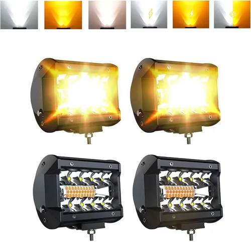 Miniatura 11 de ASLONG 4 Piezas Cubos LED 3X3 Blanco/Ámbar Pods Estroboscópicos de Inundación Trabajo con Halo RGB Chaser 16 Colores Sólidos Más de 92 Modos