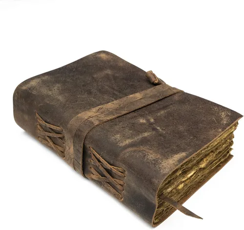 NomadCraftsCo. Diario de cuero – Diario de cuero vintage con marcador, diario del libro de las sombras, diario grimorio, diario de bruja, diario