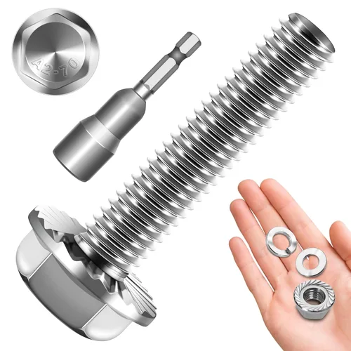 Miniatura 26 de Perno M6x1.0 (10 juegos) M6 x 0.787 in Brida Hex Head Tuercas y Pernos, Tornillos hexagonales de brida de perno M6 con tuercas y arandelas, Surtido