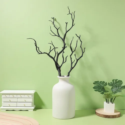 Miniatura 8 de SEWACC 4 ramas de árbol secas de cornamenta artificial, ramas de plástico con forma de asta de 13.76 pulgadas, ramitas decorativas para plantas