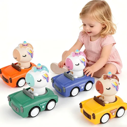 Miniatura 9 de Juguete de coche Press and Go para niños pequeños de 1 a 3 años, auto de empuje de animales alimentado por fricción, no necesita pilas, sin BPA