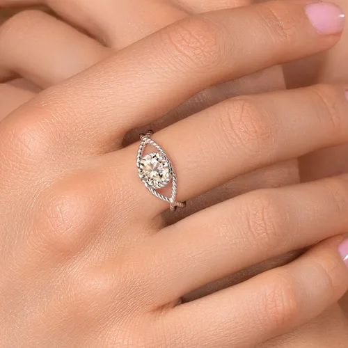 Miniatura 66 de Gem Stone King 7MM Round Gemstone Birthstone Solitaire Ring for Women Twisted Rope Band in 925 Sterling Silver Available in Sizes 5, 6, 7, 8, 9