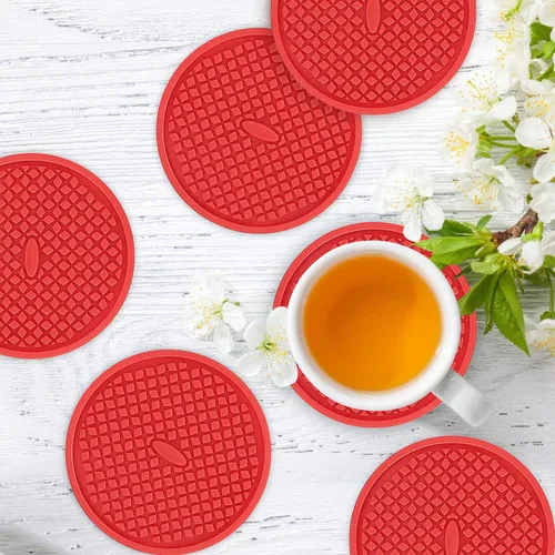 Miniatura 2 de ME.FAN Posavasos de silicona [6 unidades] Posavasos gruesos con soporte, tapete para tazas, antideslizante, antiadherente, se mantiene en su lugar