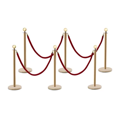 Miniatura 6 de Puntal de control de multitudes, juego de 6 piezas, juego de puntal con cuerda de terciopelo rojo de 5 pies/4.9 ft, barrera de control de multitudes