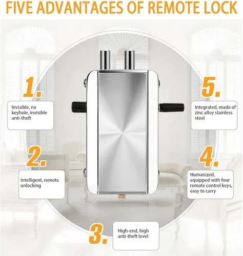 Miniatura 3 de Cerradura de puerta electrónica, cerradura de puerta antirrobo de aleación de zinc con 4 controles remotos, cerradura de control remoto inteligente