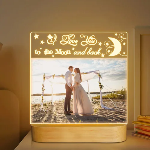 Miniatura 9 de Attivolife Marco de fotos con texto en inglés "I Love You" para mujer, marco de fotos iluminado con luz nocturna LED, regalos para parejas, esposos