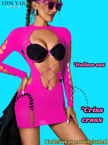 Miniatura 2 de Traje de rave, ahuecado, vestido ajustado de manga larga para bailar