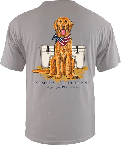 Miniatura 3 de USA Golden Retriever - Camiseta de manga corta de color simple