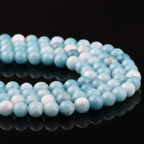 Miniatura 2 de Cuentas de larimar 100% naturales redondas de piedra suelta para hacer joyas, collar, regalo, 0.157 in