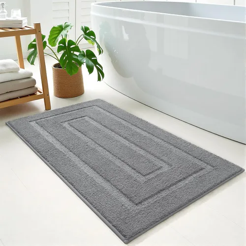 Miniatura 18 de HOMORE Alfombra de baño gris de 24 x 60 pulgadas, suave, absorbente, alfombra de pasillo de baño lavable, alfombras largas antideslizantes