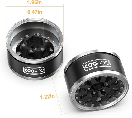 Miniatura 6 de Piezas de actualización de ruedas RC, ruedas Beadlock de 1.9 pulgadas, compensación ajustable para camiones 1/10 TRX6 TRX4 o SCX10 RC, hechas