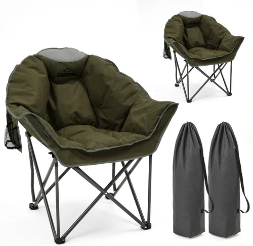 Miniatura 8 de Silla de campamento acolchada de gran tamaño para adultos, silla de césped acolchada portátil, capacidad de peso de 450 libras, silla plegable