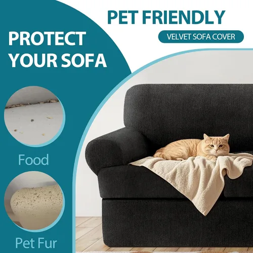 Miniatura 6 de 2 Fundas para Sillas de Cojín en T con Brazos Súper Elásticas Funda Deslizable para Silla de Sala de Estar para Mascotas y Perros Funda Deslizable