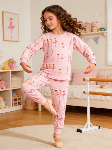 Miniatura 3 de Popshion Pijamas de sirena para niñas pequeñas, juego de 2 piezas, ropa de dormir 100% algodón, ropa para niños, pijamas estilo mariquita