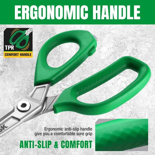 Miniatura 7 de SK - Tijeras resistentes de 9 pulgadas, tijeras multiusos, construcción premium de acero CR-V, hojas forjadas de una sola pieza, mango ergonómico