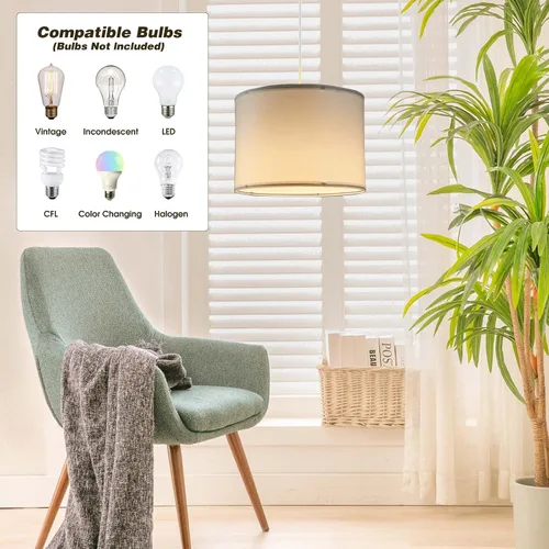 Miniatura 2 de KUAUGST Lámpara colgante enchufable, lámpara colgante de 15 pies con cable de enchufe, interruptor de encendido/apagado, iluminación colgante