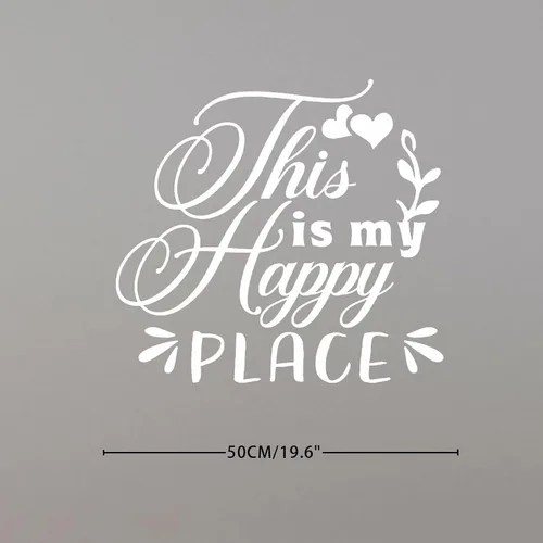 Miniatura 2 de Calcomanías de pared con texto en inglés "This is My Happy Place" (This is My Happy Place) removibles para decoración de paredes de habitación