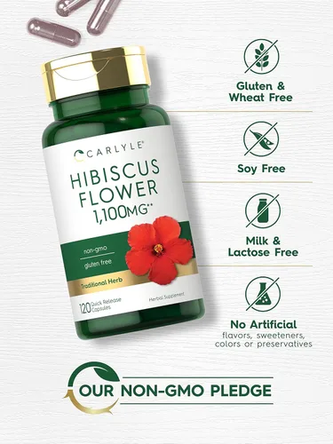 Miniatura 4 de Carlyle Extracto de flor de hibisco 120 cápsulas Suplemento sin OMG, sin gluten
