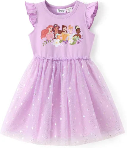 Miniatura 17 de Disney Frozen Elsa Princesa Cenicienta Ariel Jazmín Rapunzel Vestido para bebé/niña, Vestido de manga larga con volantes y superposición de malla
