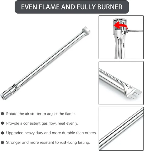 Miniatura 6 de 7620 7621 Barras aromatizantes 65505 Deflectores de calor 62752 Piezas de repuesto para quemador de parrilla Weber Genesis 300 Series con control