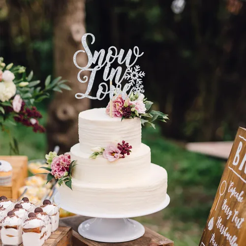 Miniatura 2 de Decoración para pastel de nieve enamorada, decoración de despedida de soltera de invierno, temática de invierno, compromiso, boda, aniversario