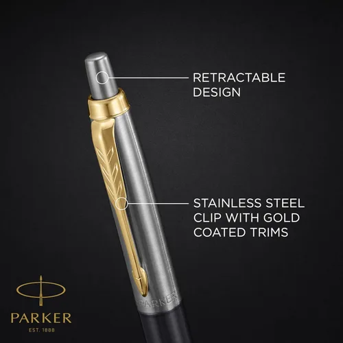 Miniatura 4 de PARKER Jotter XL - Bolígrafo de punta media, color gris, con bordes dorados, recambio de tinta azul, caja de regalo, regalo perfecto de graduación