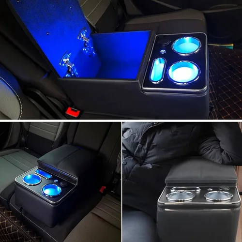 Miniatura 6 de Organizador de Consola Central Mejorado con Portavasos y Soporte para Teléfono para Automóvil y Camioneta y Camión Piso Cabina Asiento Trasero Banco