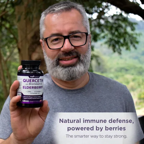 Miniatura 5 de Gade Nutrition Quercetina con bromelina, saúco, vitamina C y zinc, suplemento de apoyo inmunológico Sambucus de 500 mg cápsulas Sin gluten