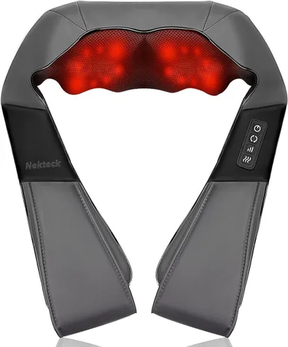 Nekteck - Masajeador Shiatsu para cuello y espalda con calor relajante, masajeador de hombros para alivio del dolor de tejido profundo, herramientas