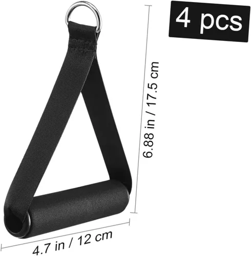 Miniatura 6 de Garneck 4 unidades de bandas de resistencia con anillo en D de plástico, correa de ejercicio, banda de mango de espuma, equipo de fitness