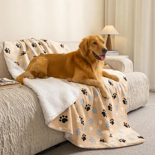 Miniatura 8 de Manta impermeable para mascotas, manta para perro, estampado de patrón súper suave, cálida y esponjosa, protector de cama para sofá, automóvil, a