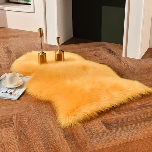 Miniatura 31 de duduta - Alfombra de pelo de oveja sintética verde esmeralda de 2 x 3 pies, alfombra esponjosa lavable para cabecera de cama pequeña, dormitorio