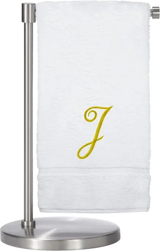 Miniatura 72 de Script R - Toalla de baño con monograma, regalo personalizado, 27 x 54 pulgadas, juego de 1 toalla bordada con texto dorado, 100% algodón turco