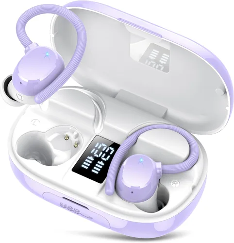 Miniatura 10 de hadbleng Auriculares inalámbricos Bluetooth deportivos 128 horas de reproducción Bluetooth 5.3 con pantalla LED, potentes graves sobre la oreja