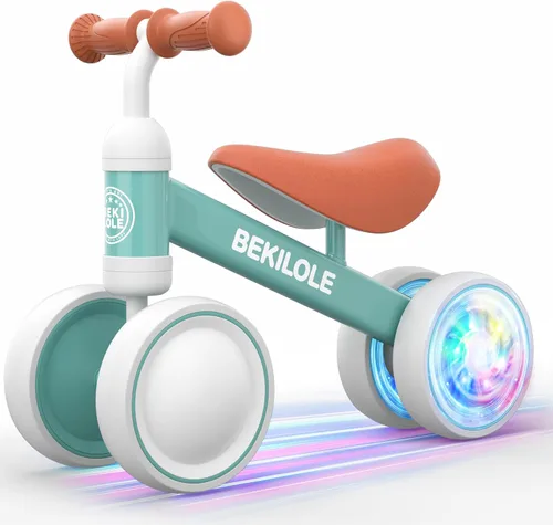 Miniatura 9 de BEKILOLE Bicicleta de equilibrio para bebés para niñas de 1 año, bicicleta de equilibrio para niños de 12 a 24 meses, 4 ruedas silenciosas, juguetes