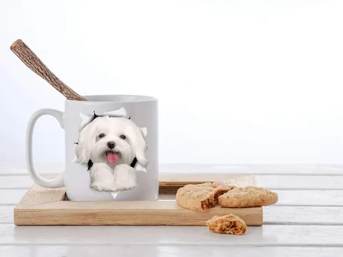 Miniatura 6 de Taza divertida de perro maltés – Taza de café divertida de cerámica – Regalo perfecto para amantes de los perros – Bonita taza de café novedosa