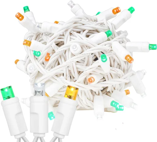 Miniatura 14 de Novelty Lights Guirnalda de luces de Navidad de 25 pies, 50 bombillas LED rosas en cable blanco, espacio de 6 pulgadas, iluminación conectable