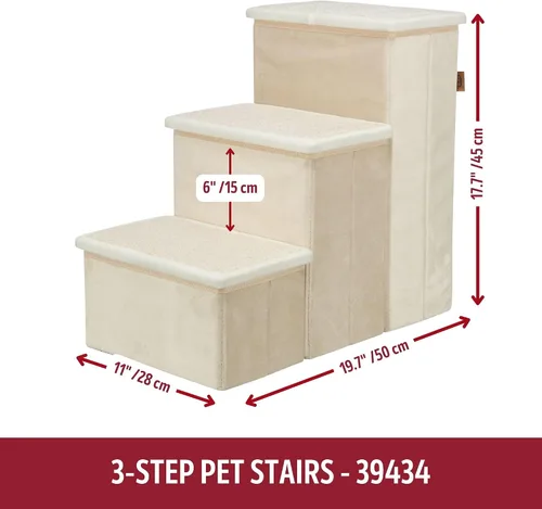 Miniatura 5 de Trixie Escaleras plegables de terciopelo de 3 escalones para mascotas con almacenamiento, plegable, compartimentos de almacenamiento para juguetes