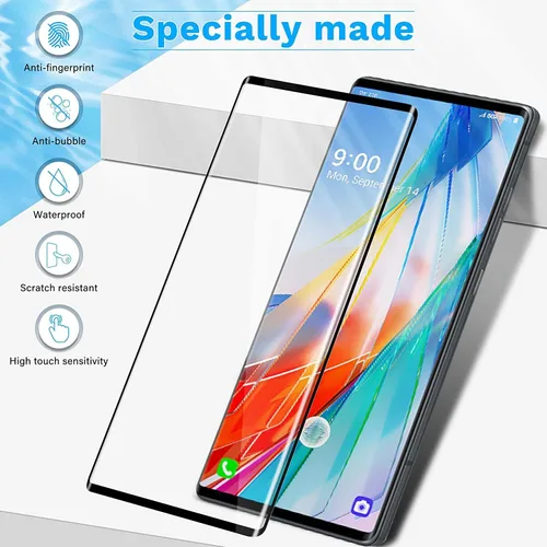 Miniatura 2 de Protector de pantalla curvo para LG Wing 5G 3D, [2 unidades] Cobertura completa HD transparente antiarañazos antihuellas, protector de pantalla