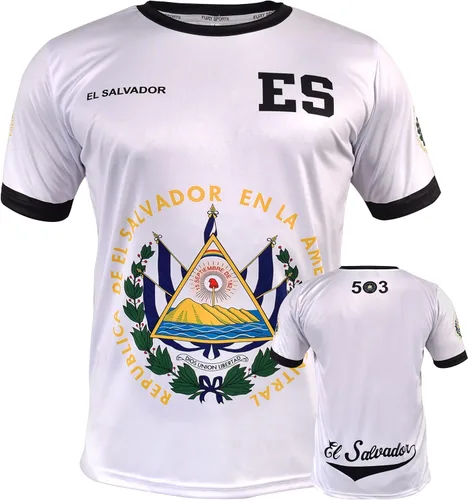 Fury Camiseta de fútbol El Salvador - Camisa unisex blanca y negra para todos los salvadoreños