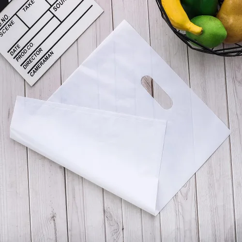 Miniatura 3 de ysmile Bolsa de plástico para compras para pequeñas empresas, bolsa de polietileno para mercancías con asa troquelada de gran tamaño 11.8x15.8