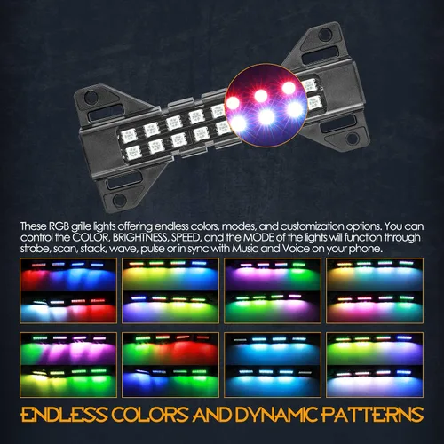 Miniatura 4 de Nirider - Kit de luces LED RGB para rejilla de raptor, luces estroboscópicas, luces subterráneas, luces de roca para camioneta Ford Raptor Tacoma