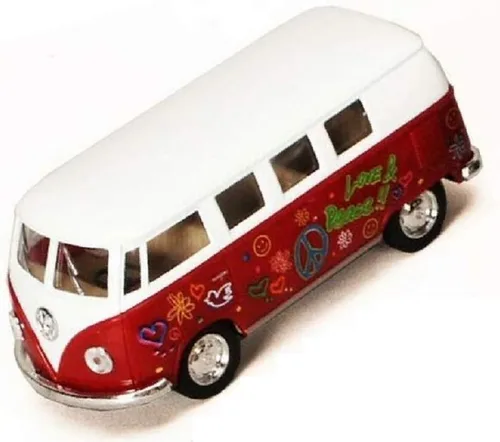 KiNSMART Autobús Clásico Volkswagen 1962 a escala 1:32, modelo de furgoneta de metal fundido a presión de 5" con acción de retroceso (Poder de Flor