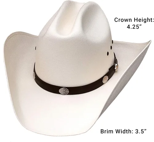 Miniatura 2 de WESTERN EXPRESS Sombrero vaquero clásico de paja de ganado para hombre, Blanco